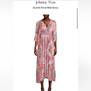 Johnny Was Scarlet Floral Midi Dress